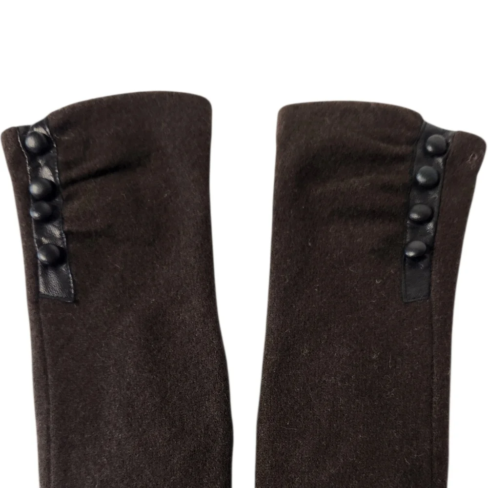 Lauren Ralph Lauren Wool & Cashmere Brown Gloves with Button Detail Size Small
